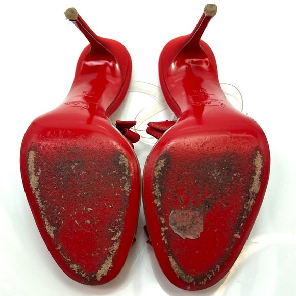 Christian Louboutin Red Heels with Clear Straps - Picture 5 of 6